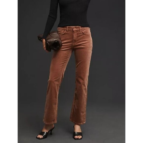 Anthropologie Pilcro The Yaya Rust Orange Corduroy Crop Flared Pants Size 26 - Picture 1 of 16